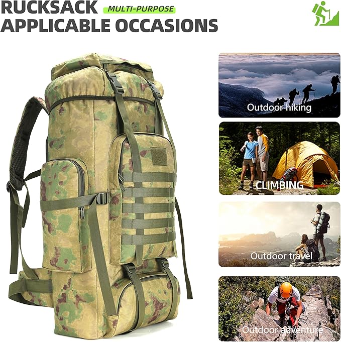 King'sGuard 70L Camping Hiking Backpack Tactical Backpack Military Molle Rucksack Backpack for Outdoor