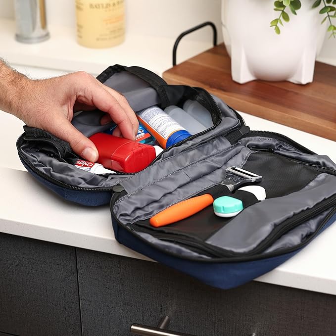 Toiletry Bag for Men & Women with 2 Reusable Bottles | Durable & Stylish Travel Toiletry Bag with Hanging Hook - Ample Storage Hanging Toiletry Bag