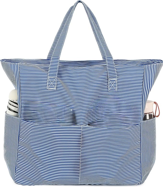 Waterproof Beach Tote Pool Bags for Women Ladies Extra Large Gym Tote Carry On Bag With Wet Compartment for Weekender Travel
