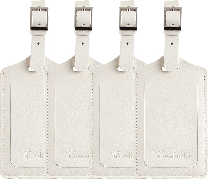 Travelambo Luggage Tags for Suitcases PU Leather Travel Tags Bag Tags Privacy Protection Travel Essentials