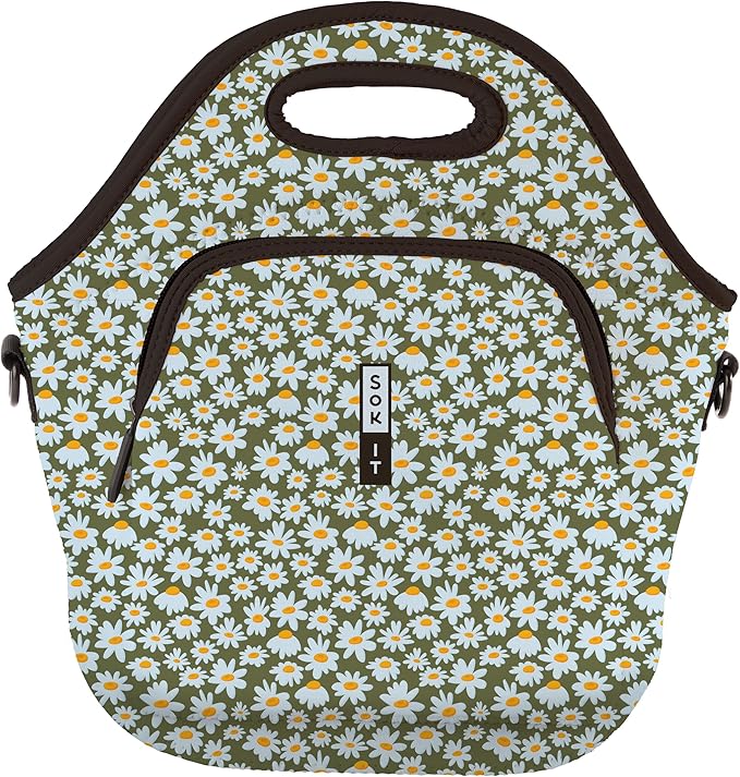 Sok It LunchTote Zippered Bag Insulated Neoprene Caddy (Chamomile China, X-Large 6.5 Quart Lunch Tote)