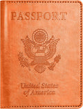 Passport and Vaccine Card Holder Combo, Passport Holder with Vaccine Card Slot, Passport Wallet, Passport Cover, Passport Case, Passport Holder for Women and Men(BA-Orange)