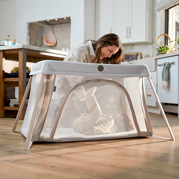 Maxi-COSI Calao Travel Playard, Infant Bassinet, Toddler Playpen, Portable, Lightweight, Foldable, Easy Setup, with Carry Bag, Breathable Mesh, Classic Slate