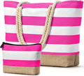 Becokan Beach Bag Initial Beach Tote with Makeup Bag for Travel Work Storage Personalized Birthday Gifts for Women Her