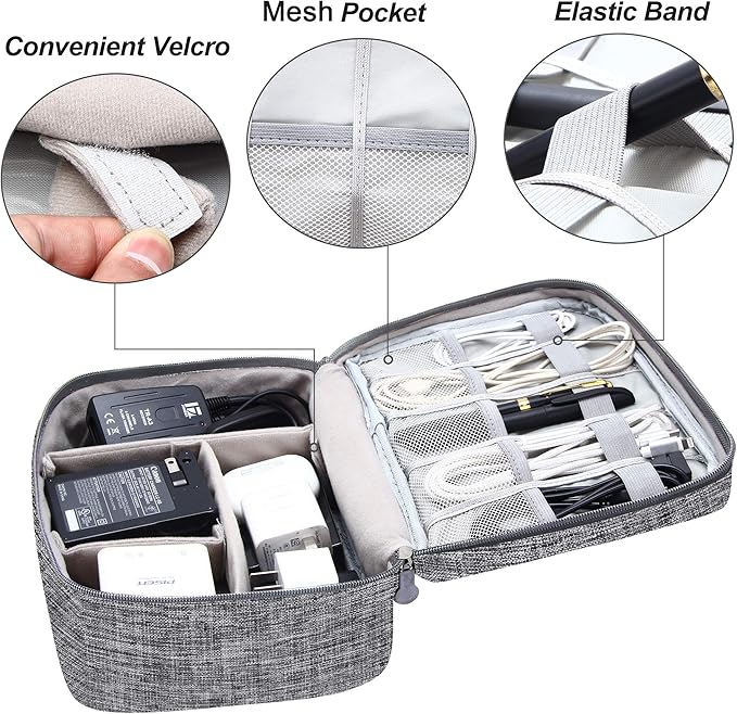 VOCUS Electronics Organizer Travel Cable Organizer Bag for Electronics Accessories, Portable Tech Carring Large Storage Case for Charger, Cord, Power Bank, Hardware