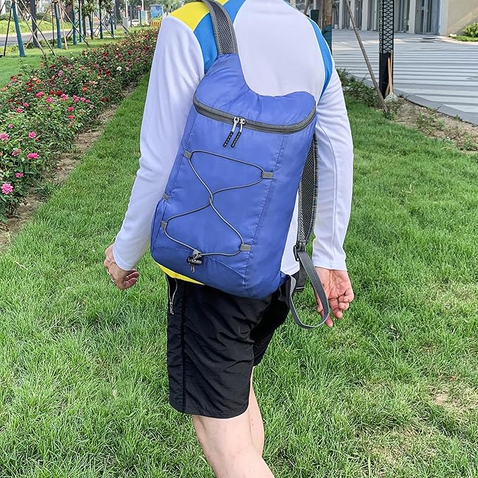 16L Hiking Daypack Lightweight Foldable Travel Backpack Water Repellent Camping Outdoor Packable Easy Carry-on Bag (Royal Blue)