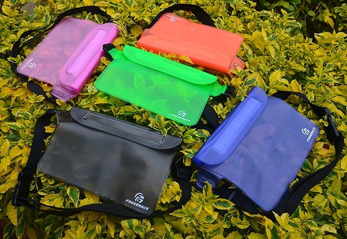Freegrace Waterproof Pouches with Waist Strap / Pouch Case Bundle Set- Keep Your Phone & Valuables Dry and Safe - Waterproof Dry Bags for Boating Swimming Snorkeling Kayaking Beach Water Parks Pool