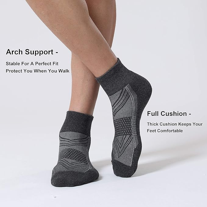 CS CELERSPORT 6 Pairs Women's Running Ankle Socks Athletic Sport Socks Cushioned