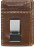 House of Jack Co. Flynn Hinged Money Clip Wallet for Men, Slim Front Pocket Card Holder, Full Grain Cowhide Leather Wallet, Brown