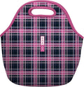 Sok It LunchTote Zippered Bag Insulated Neoprene Caddy (Berry Plaid, Large 4.5 Quart Lunch Tote)