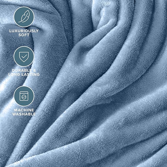 Bare Home Fleece Blanket - Throw Extra Long - Ultra-Soft Lightweight for Bed, Sofa, and Couch - Luxury Microplush - Cozy Warm Blanket (Throw XL, Coronet Blue)