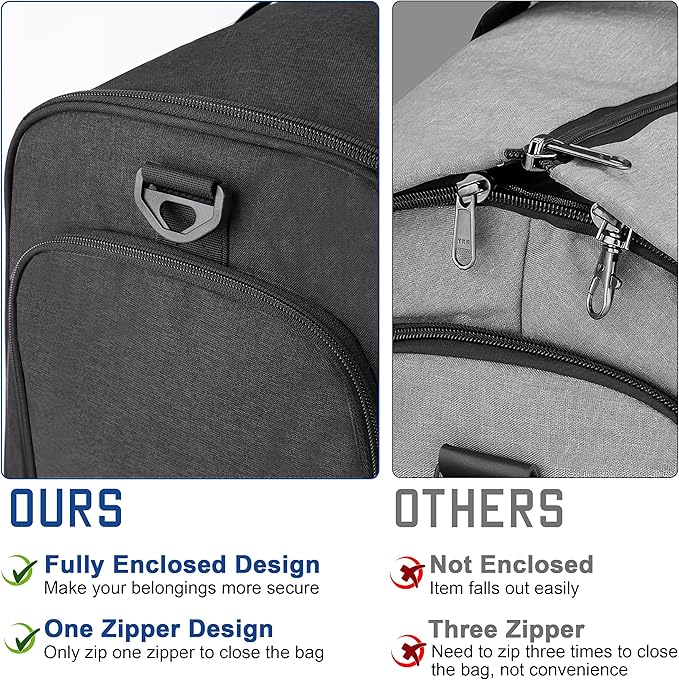 Convertible Duffle Bags for Travel Carry On Suit Duffle Bags with Shoulder Strap 2 in 1 Hanging Garment Duffle Bag for Men Women