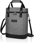 Tirrinia 6 Bottle Wine Cooler Bag - Insulated Padded Portable Versatile Wine Gift Carrier Tote Bag for Travel, BYOB Restaurant, Wine Tasting, Party, Pecfect Gift for Wine Lover, Grey