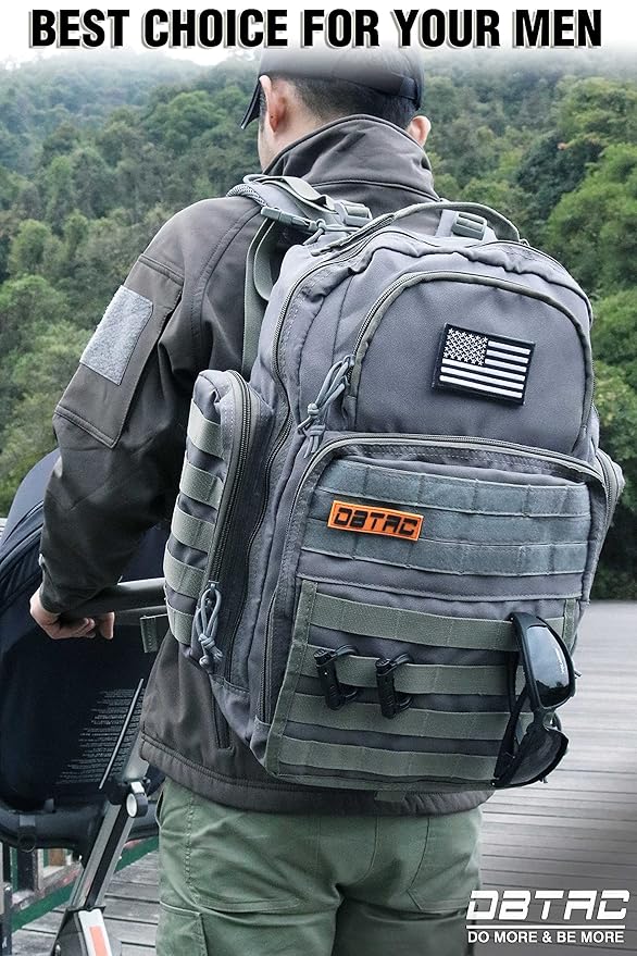 Diaper Bag Backpack for Dad, DBTAC Large Baby Nappy Bag for Men w/Changing Mat, Insulated+Wipe Pockets, Stroller Straps, Grey
