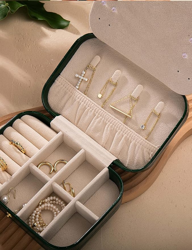 S.Leaf Travel Jewelry Organizer Travel Jewelry Boxes for Women Small Jewelry Travel Case Box Portable Travel Jewelry Case Travel Case Mini Jewelry (14_Crocodile_Black_Big)