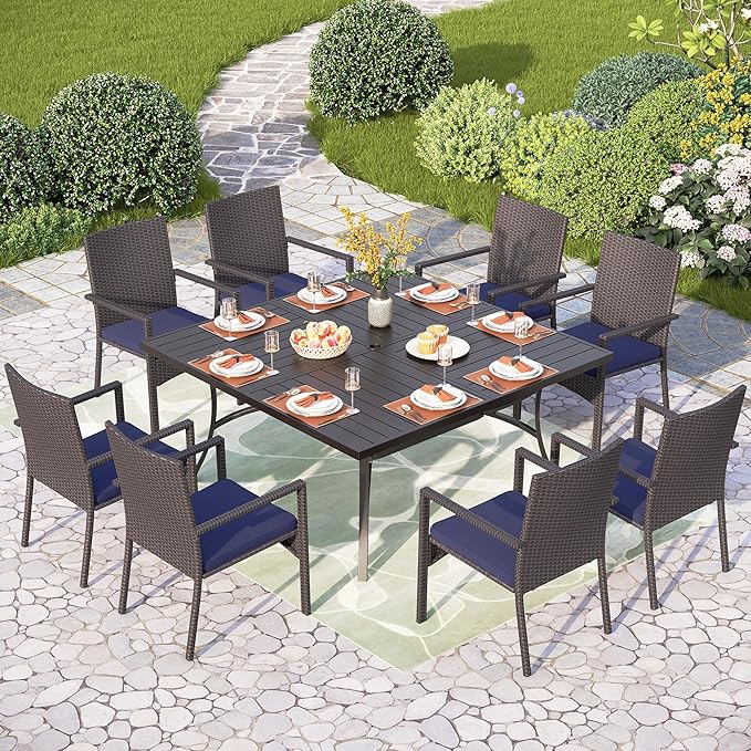 PHI VILLA Patio Wicker Chair Set of 2, Outdoor Modern PE Rattan Armchair with Removable Cushions for Deck, Porch, Balcony