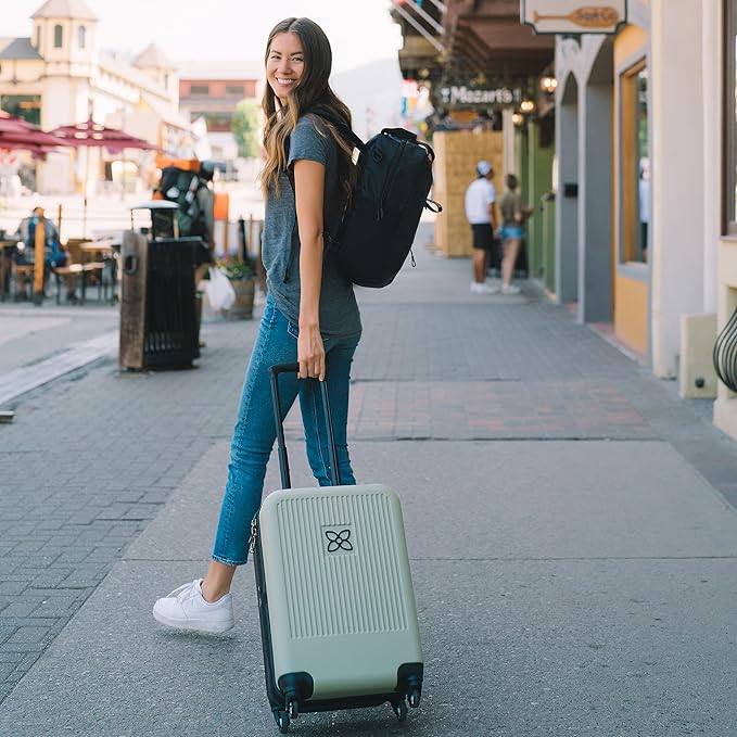 Sherpani Meridian, 22 Inch Carry On Luggage Airline Approved, Rolling Hardside Suitcase 22x14x9, Travel Luggage for Women, Expandable Suitcase, Travel Gift (Sage)