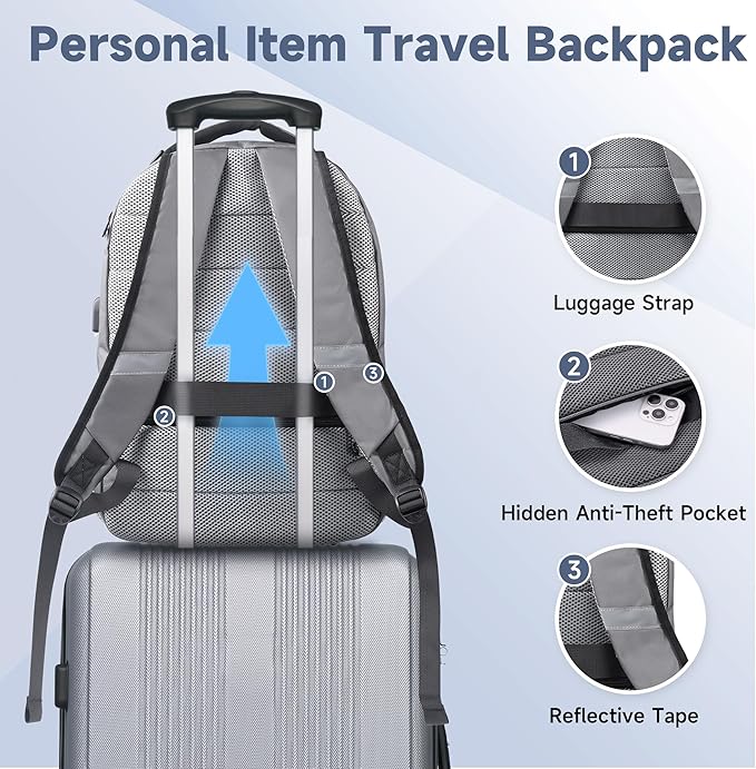 Multipocket TSA Travel Laptop Backpack for Men, Anti-Theft Business Daypacks, Airline Approved Personal Item Work Bag,Water Resistant 16 Inch Work Computer Backpack