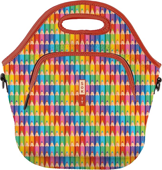 Sok It LunchTote Zippered Bag Insulated Neoprene Caddy (Work of Art, X-Large 6.5 Quart Lunch Tote)