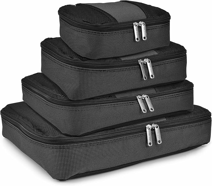 Travel Select Amsterdam 8-Piece Softside Expandable Luggage Set, Lightweight 2-Wheel Suitcases with Packing Cubes & Travel Tote, Durable Polyester Construction, Gray
