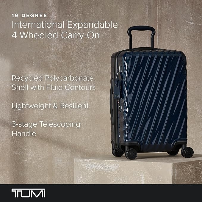 TUMI - 19 Degree International Expandable 4 Wheeled Carry-On - Hard Shell Suitcase - 21.8" X 14.0" X 9.0" - Navy