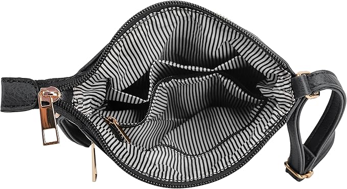 DELUXITY Crossbody Purse Bag Shoulder Bag Multi Pocket Zipper Purse | Black
