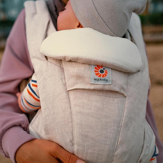 Ergobaby Omni Deluxe Baby Carrier Newborn to Toddler - Breathable Baby Carriers for Summer - All-Position Carrier with Enhanced Lumbar Support & Airflow (7-45 Pounds), Natural Linen