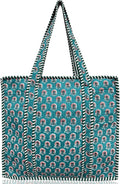 Cotton Quilted Tote Bag for Women – Large Beach & Travel Tote with Zipper, Reusable Grocery Bag
