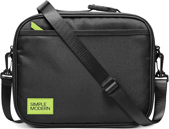 Simple Modern Hadley with Shoulder Strap | Lunch Box for Kids, Teens, and Adults | Insulated Bag for Girls, Boys, Women, Men | Meal Containers with Exterior and Interior Pockets | Midnight Black