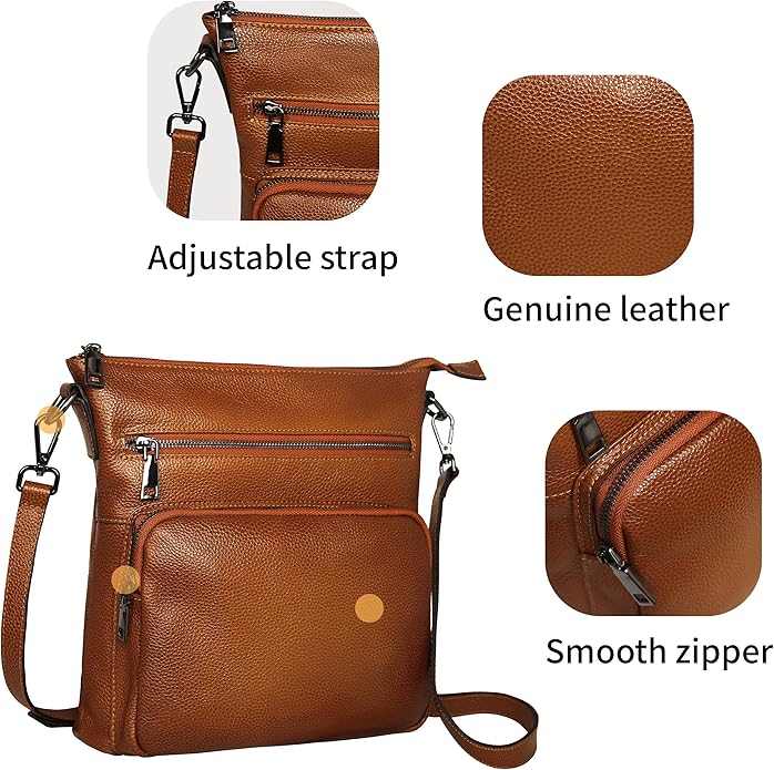 HESHE Crossbody Bags for Women Leather Handbags Designer Shoulder Purse with Pockets Satchel Purse Travel Bag