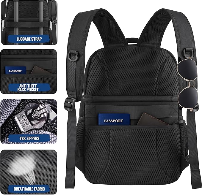 MOZETO Lunch Backpack for Men, Tactical Inspired Double Deck Cooler Backpack Insulated Leakproof RFID Lunchbox for Work