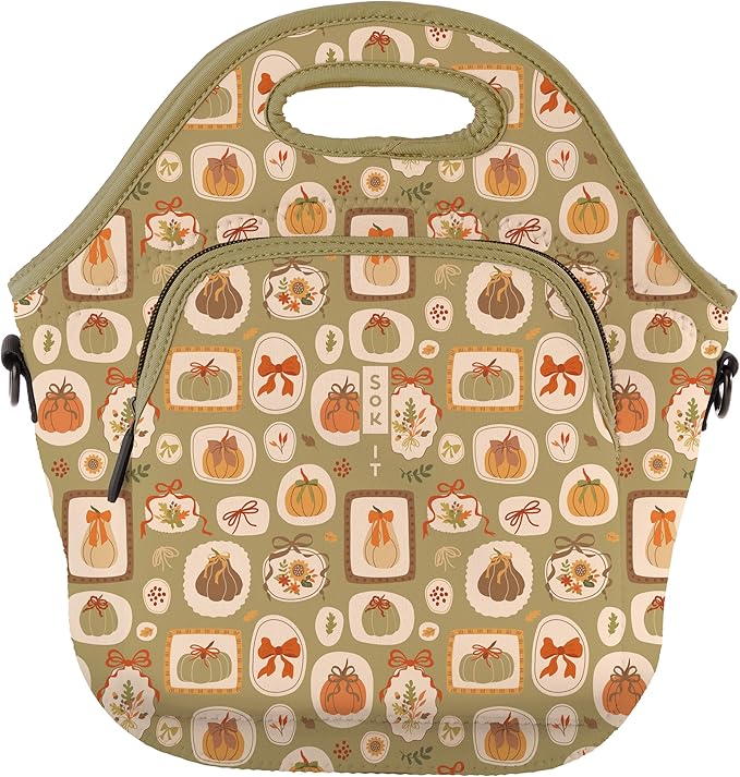 Sok It LunchTote Zippered Bag Insulated Neoprene Caddy (The Pumpkin Gallery, X-Large 6.5 Quart Lunch Tote)