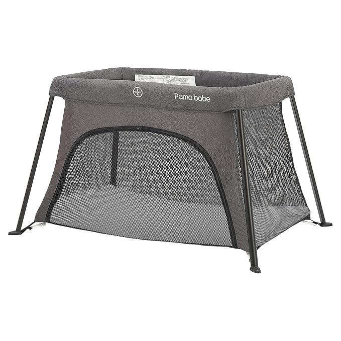 Pamo Babe Travel Crib Lightweight Baby Playard with Mattress Compact Play Yard with Detachable Legs