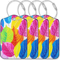 Luggage Tags for Suitcases-Leather Luggage Tag 4 Pack with Loops Cute Bag/Backpack/Suitcase Tags Travel Essentials for Flying (Colorful Leaft)