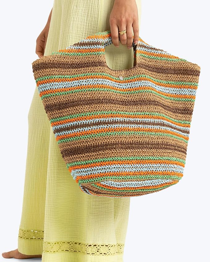 Roxy Women's Beach Tote Bag | Travel | Vacation | Straw | Lightweight | Breathable