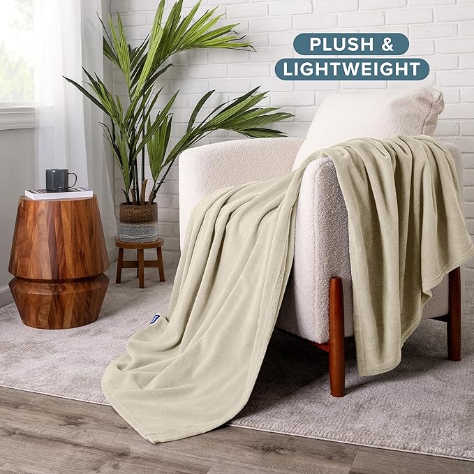 Bare Home Polar Fleece Blanket - King - Oyster - Warm & Cozy - Premium Fleece - Throw for Bed, Sofa, Camping, Travel and Cold Nights - Lightweight Blanket (King, Oyster)