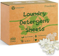 Freelivity Laundry Detergent Sheets, 200 Sheets Fresh Linen Scent - Eco-Friendly Hypoallergenic Plastic-Free LiquidLess Clothes Washing Detergent Supplies for Save Space Travel Camping