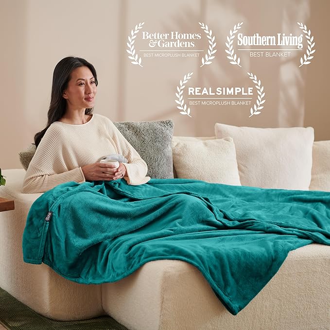 Bare Home Fleece Blanket - Twin/Twin Extra Long - Ultra-Soft Lightweight for Bed, Sofa, and Couch - Luxury Microplush - Cozy Warm Blanket (Twin/Twin XL, Emerald)