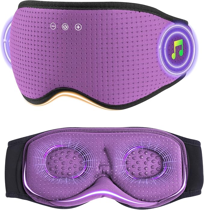 MUSICOZY Sleep Headphones with Bluetooth 5.4 Sleep Mask, Removable 3D Eye Cups for Zero Pressure Comfort, Wireless Bluetooth Eye Mask for Sleeping with Timer, Gifts for Men Women