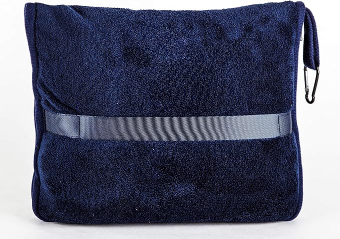 BlueHills Premium Soft 2-Pack Travel Blanket Pillows Airplane Large Plane Flight Throw Blankets for Two in Bag Compact Traveling Essentials Set Packable Warm Gifts Navy Blue T011