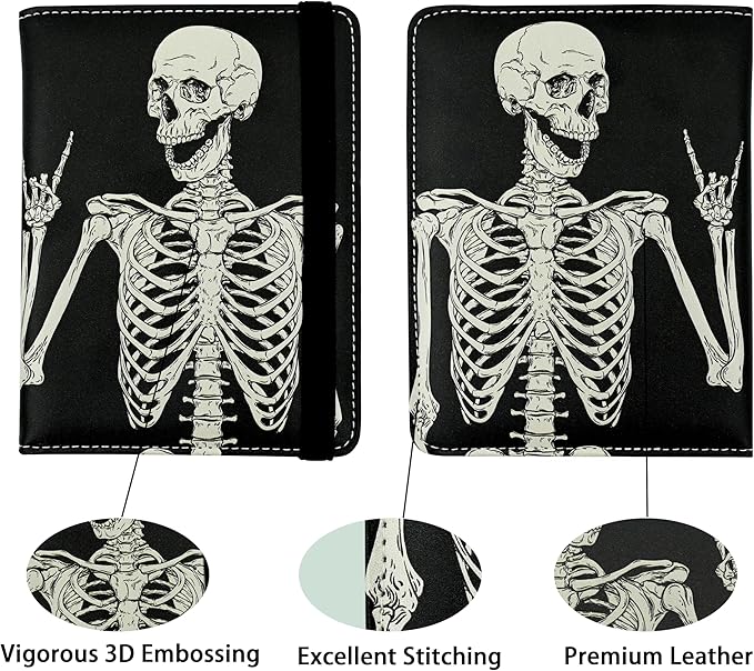 OK Skull Passport Holder for Women and Men PU Leather Passport Cover for Travel