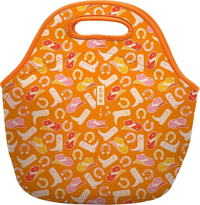 Sok It LunchTote Zippered Bag Insulated Neoprene Caddy (Cowgirl Couture, Large 4.5 Quart Lunch Tote)
