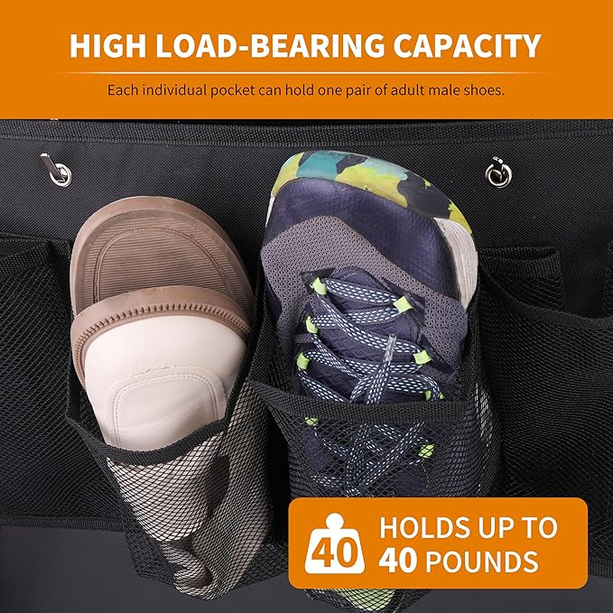 RV Shoe Pockets 6 Large Pockets Heavy Hanging Bedside Storage Organizer with Sturdy Hooks Storage Pockets Hangs on bed for Shoes Toys and Tool Accessories