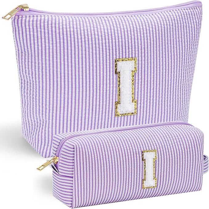 YOOLIFE Birthday Gifts for Women Mom - Makeup Bag Gifts Idea for Her Mom Teacher | Personalized Cute Initial Makeup Bag Pouch for Women Friends Female Girlfriend Wife | Cosmetic Travel Toiletry Bag I