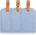 3 Pack Luggage Tags for Suitcases, TSA Approved Bag Tags, Baggage Tags with Privacy Protection, Travel Essentials Luggage Accessories, Light Blue & Brown
