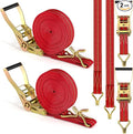2Pack Ratchet Straps Heavy Duty, 2” 32Ft Tie Down Straps Ratchet, Tie Down Ratcheting with Double J Hook, 4000 LB Break Strength Cargo Strap Ratcheting for Moving, Trailers, Motorcycles and Car Roof