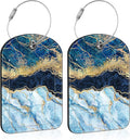 2 PCS Leather Luggage Tag for Suitcase Abstract Marble Travel Suitcase Labels with Privacy Name ID Label and Stainless Steel Loop for Adults Teens Travel Bag Labels Set