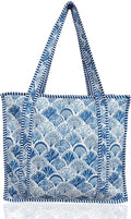 Cotton Quilted Tote Bag for Women – Large Beach & Travel Tote with Zipper, Reusable Grocery Bag