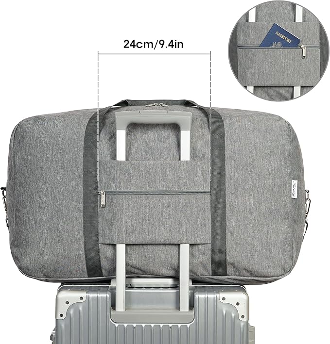 Extra Large Travel Duffel Bag Foldable Weekender Packable Lightweight Luggage Bag Overnight for Women and Men 85L (Grey)
