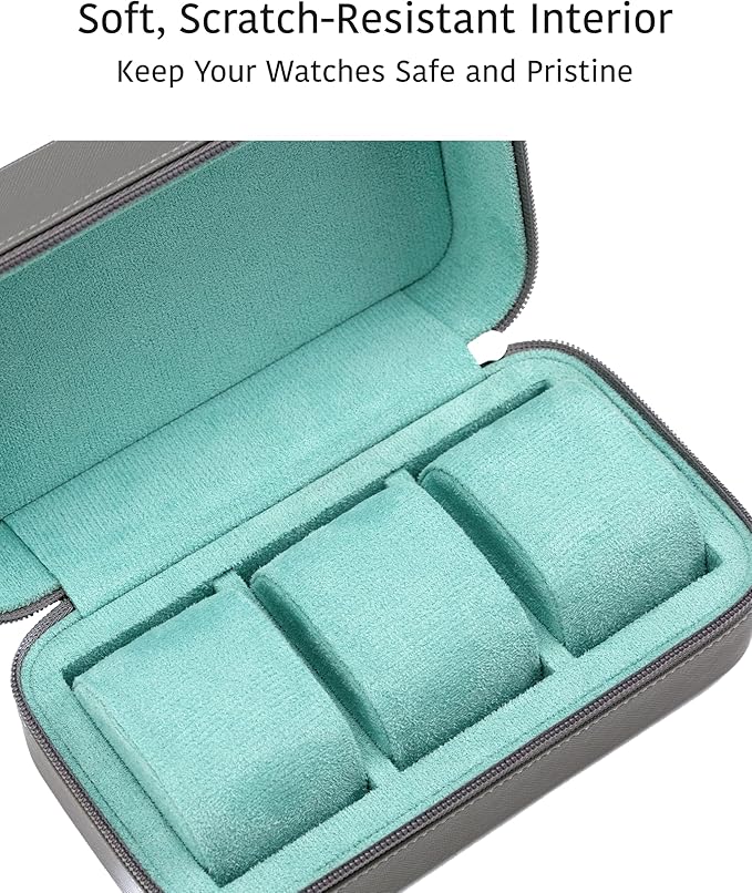 Watch Travel Case for Men | Leather Watch Case with 3 Slots | Perfect Travel Watch Organizer | Portable Watch Carrying Case for Men